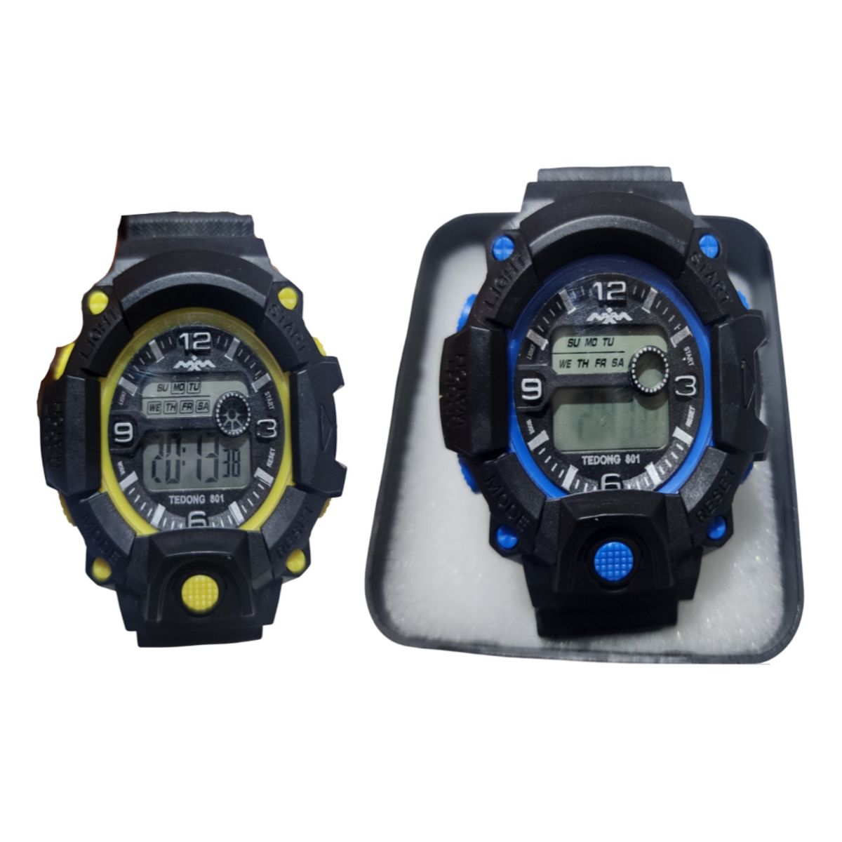 GENERICO - Set de 2 relojes pulsera con luz cronometro fecha - 1C