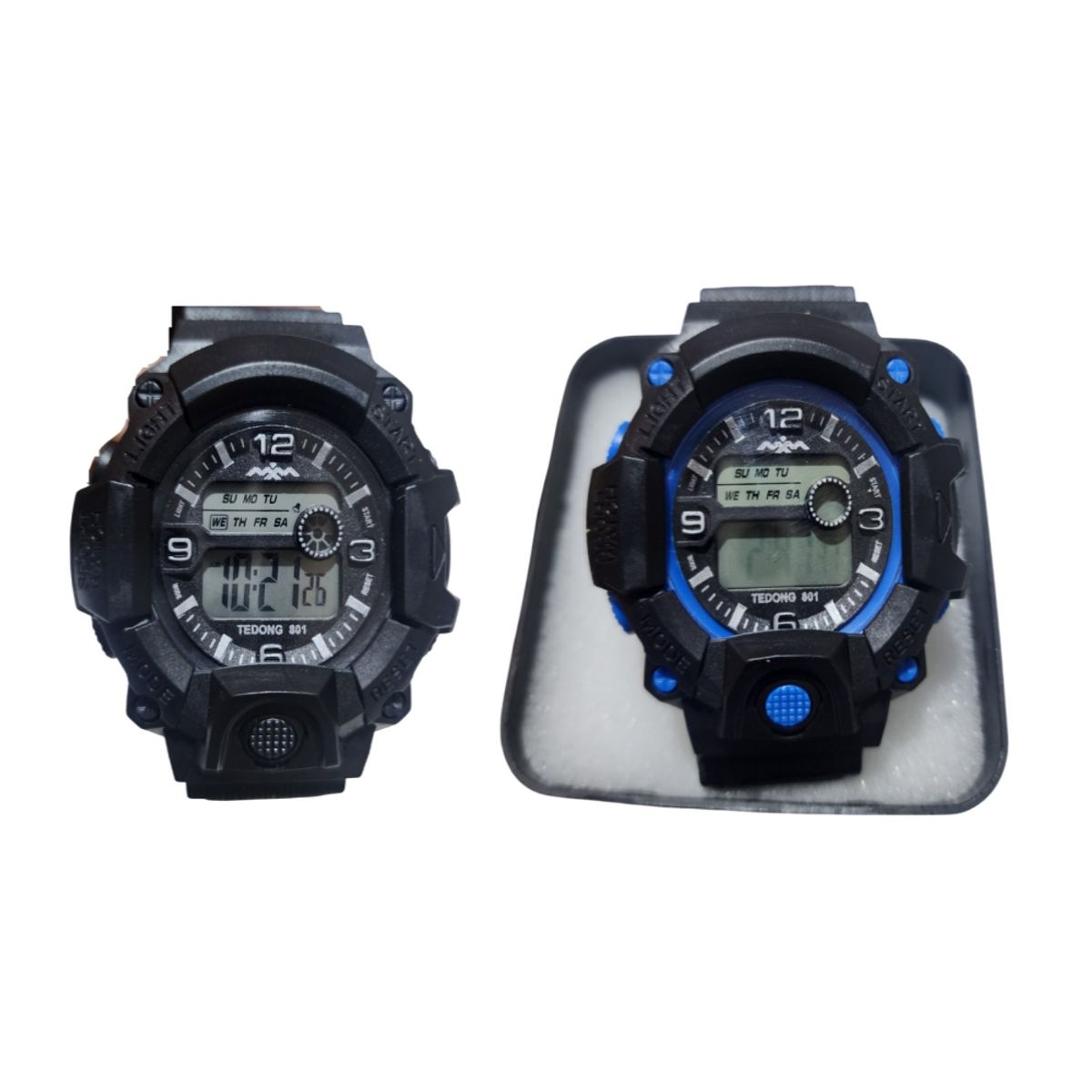 GENERICO - Set de 2 relojes pulsera con luz cronometro fecha - 1C