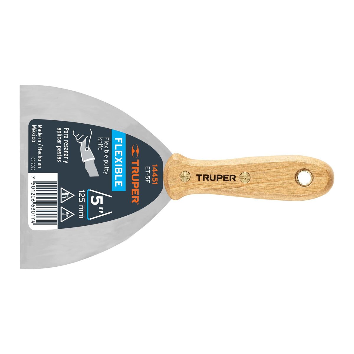 TRUPER - Espátula flexible 5 con mango de madera 14451 Truper