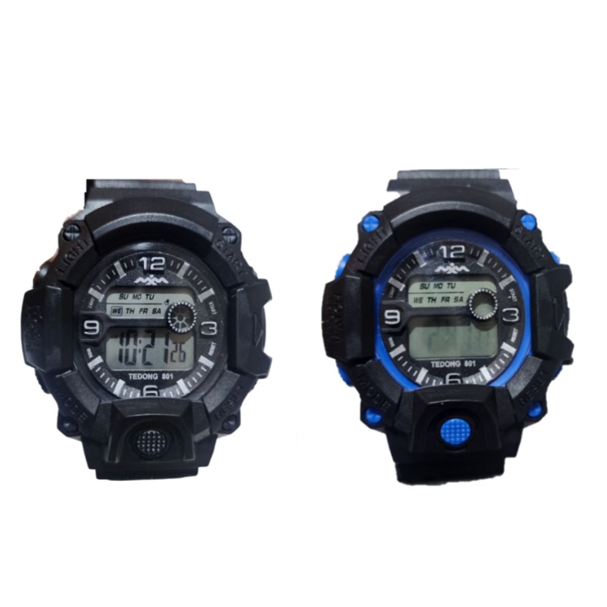GENERICO - Pack x2 relojes pulsera con luz cronómetro y fecha - 1C
