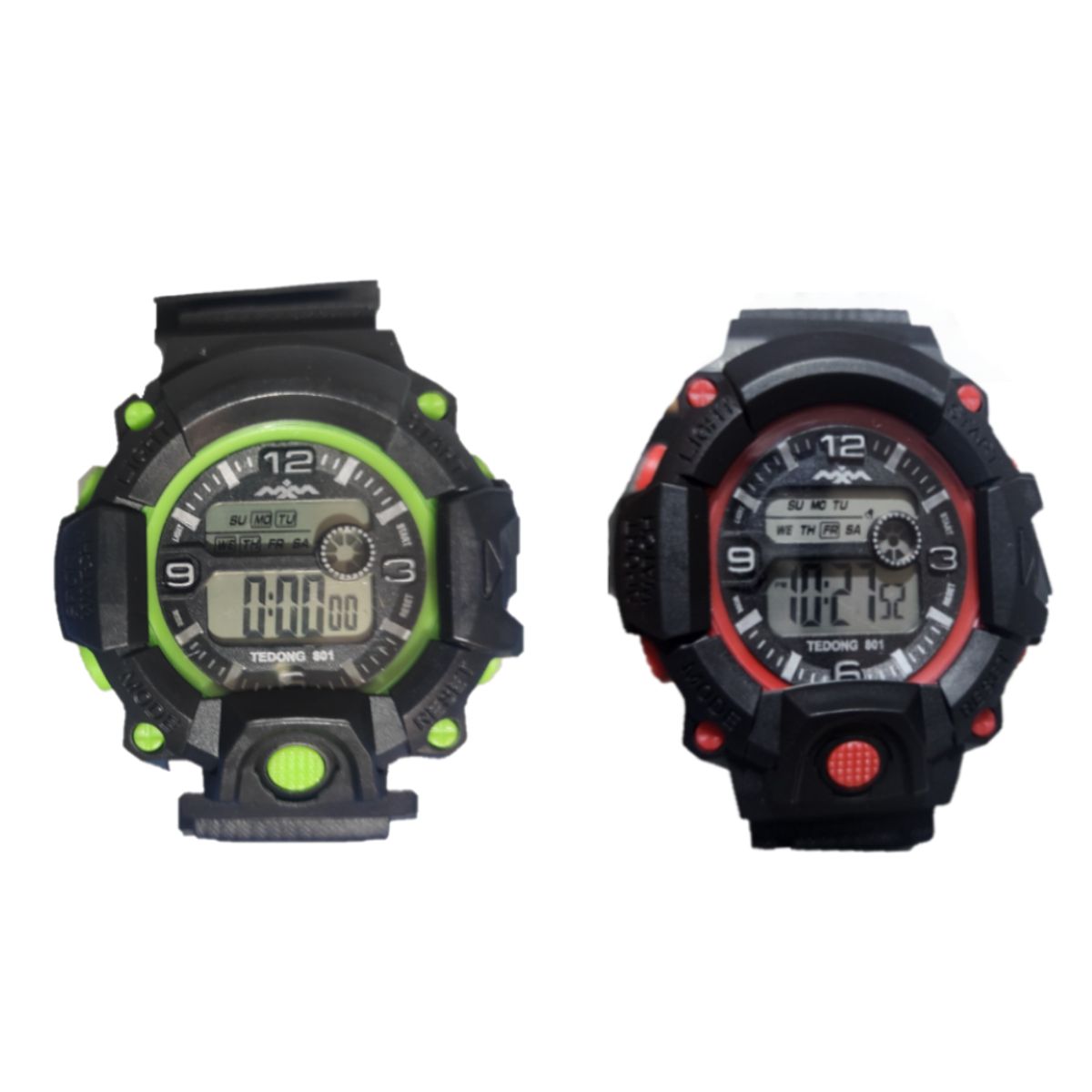 GENERICO - Pack x2 relojes pulsera con luz cronómetro y fecha - 1C