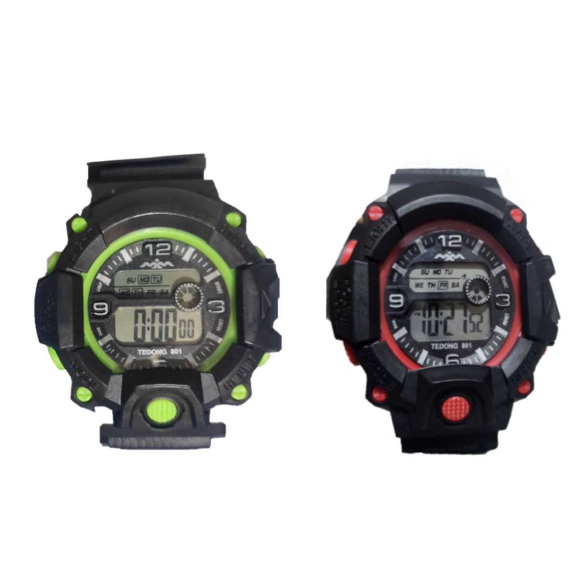 GENERICO - Pack x2 relojes pulsera con luz cronómetro y fecha - 1C