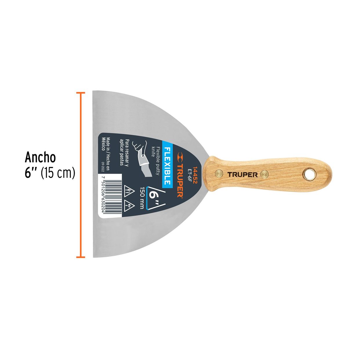 TRUPER - Espátula flexible 6 con mango de madera 14452 Truper