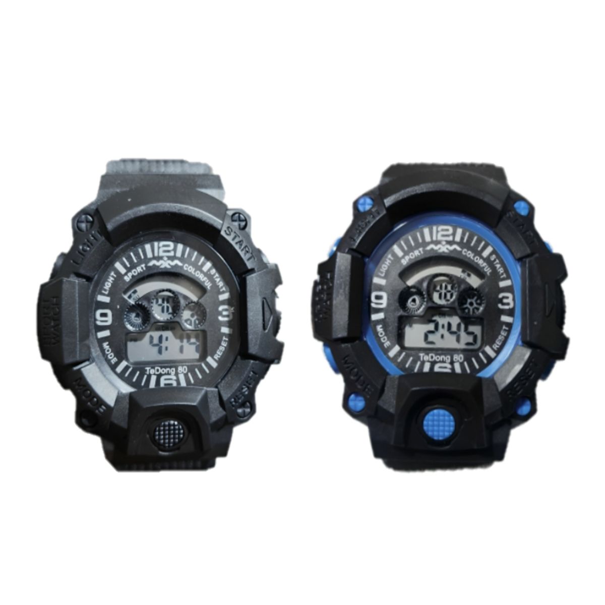 GENERICO - Set de 2 relojes pulsera con luz cronometro fecha - 3C