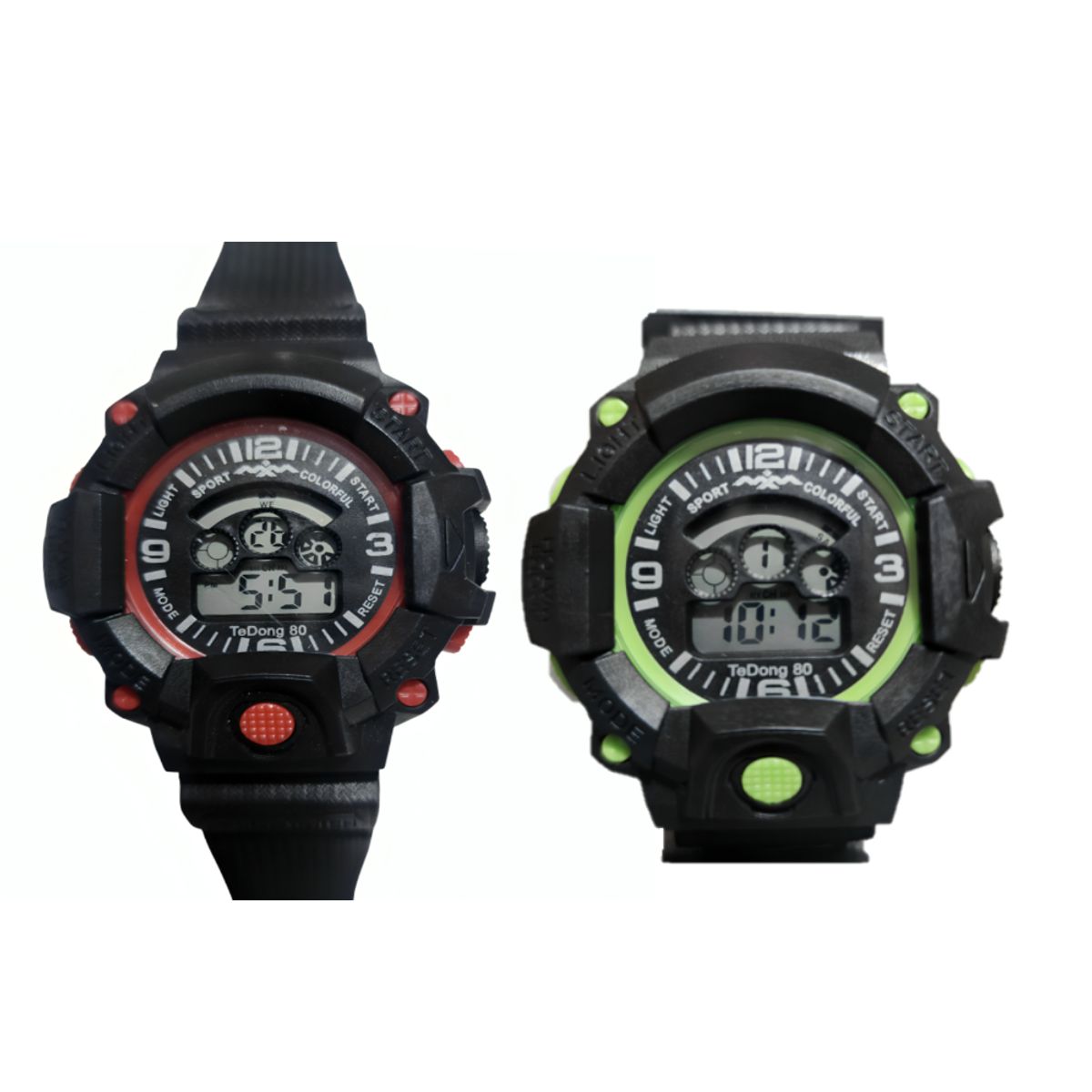 GENERICO - Set de 2 relojes pulsera con luz cronometro fecha - 3C