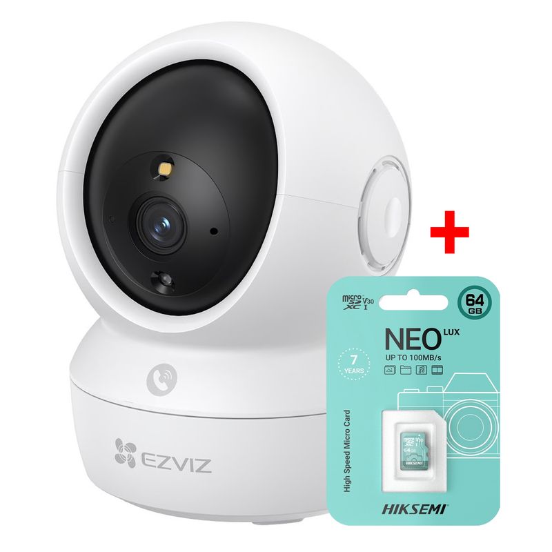 EZVIZ - Cámara de Seguridad para Interiores EZVIZ H6C 2MP Full HD + SD 64 GB