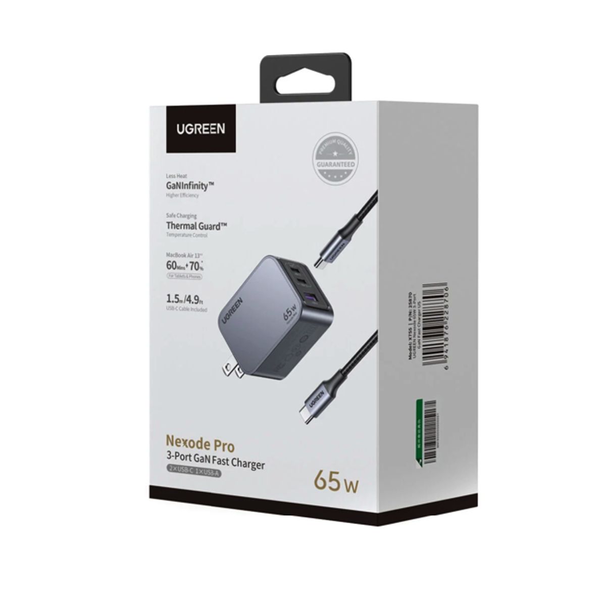 UGREEN - Cargador Completo Original Ugreen de 3 puertos 65W