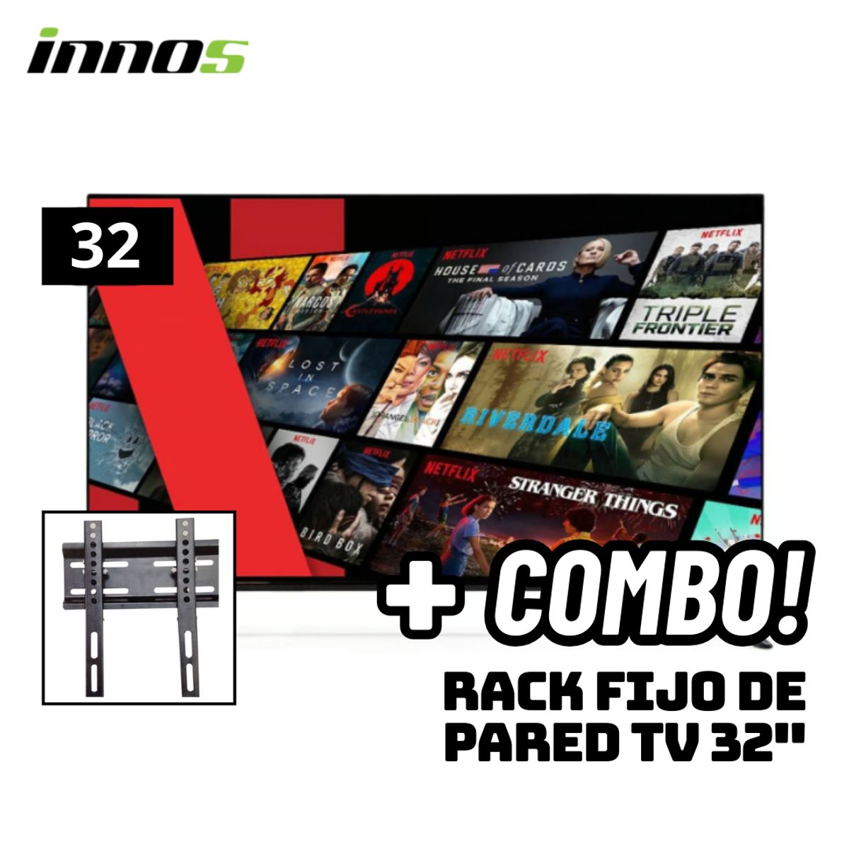 GENERICO - TELEVISOR INNOS 32 SMART TV ANDROID TV HD LED - S3201KU + RACK FIJO