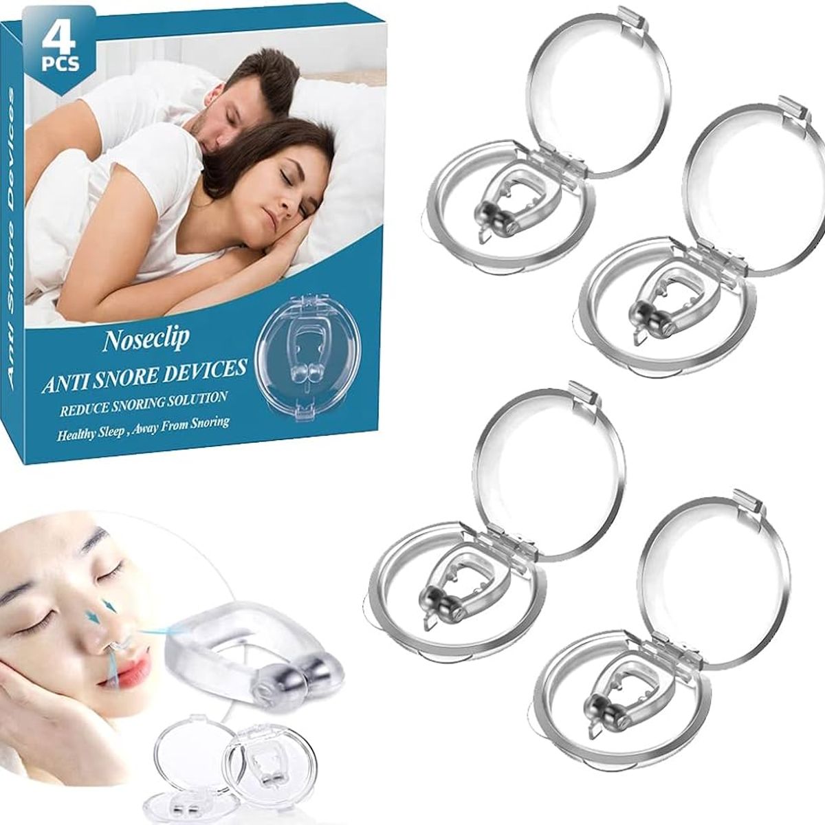 OEM - Pack 4 Clip Dilatadores Nasales para Dejar de Roncar Clip Nasal