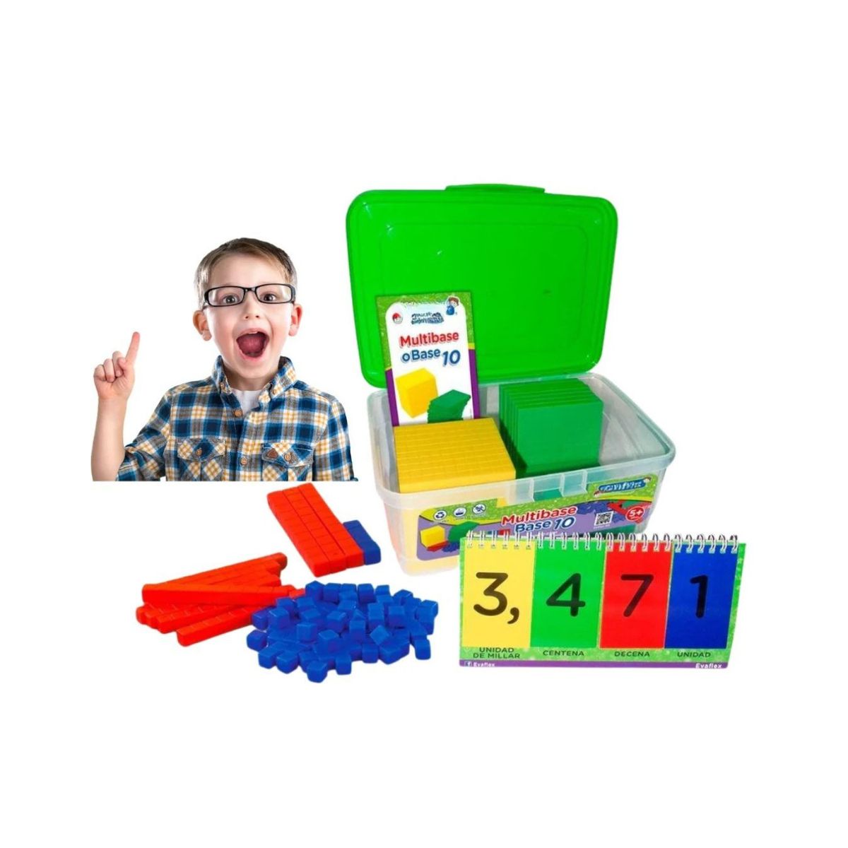 GENERICO - Set Didáctico Matemáticas Multibase 10 con Anillado – Presentación Taper Grande