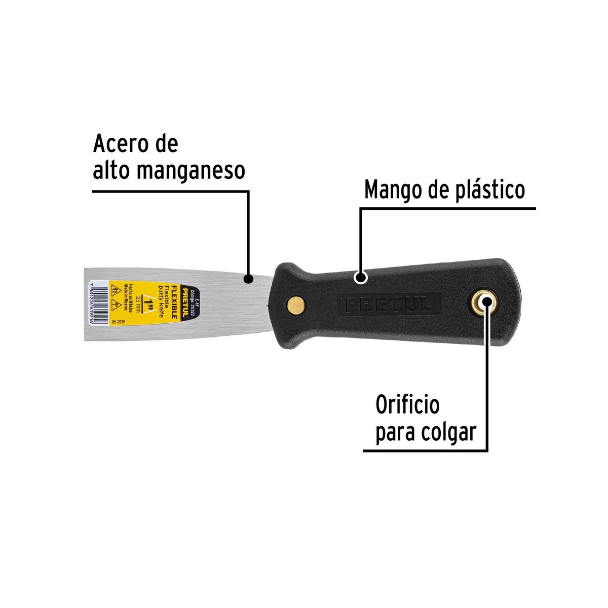 PRETUL - Espátula flexible 1 con mango de plástico Pretul