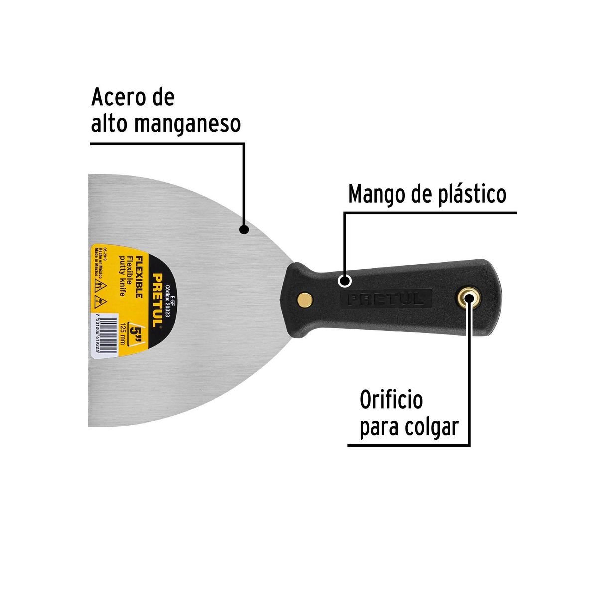 PRETUL - Espátula flexible 5 con mango de plástico Pretul