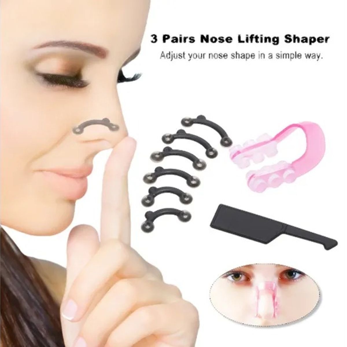 OEM - Perfilador Nasal Respingador Set X6 Transparente 3 Tallas