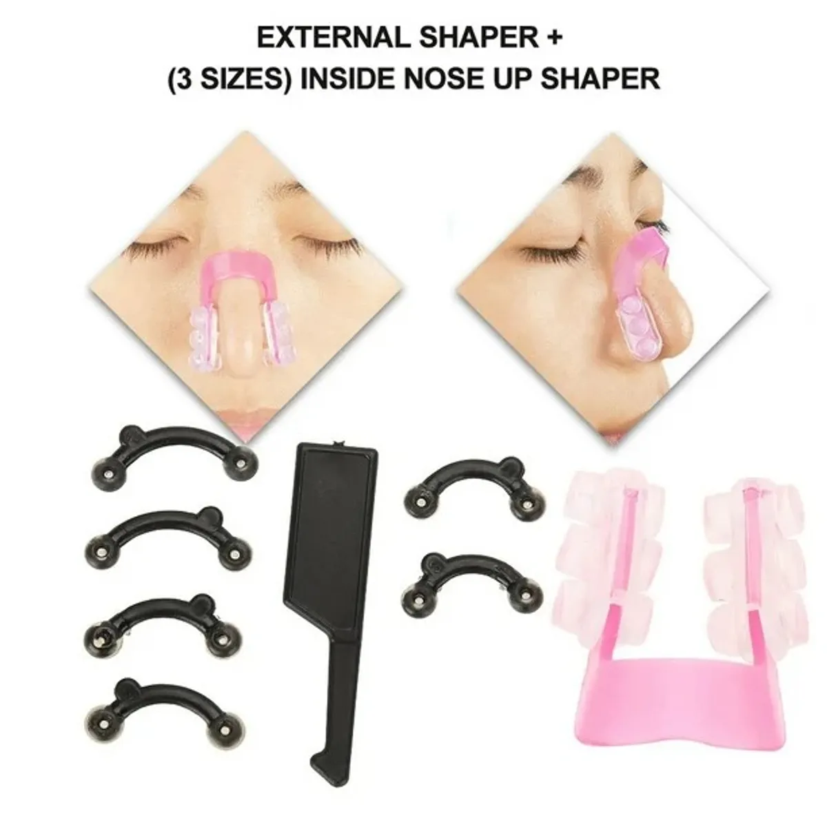 OEM - Respingadores De Nariz Corrector Nasal 3 Pares Y Clip Nariz Negro/Rosa
