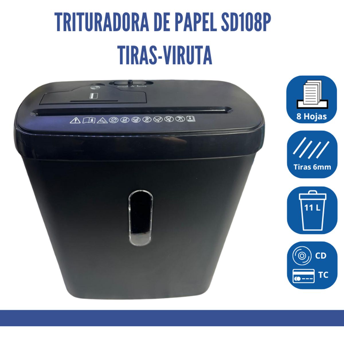 GENERICO - Trituradora de Papel A4 Eléctrico SD108P - Tiras- Viruta