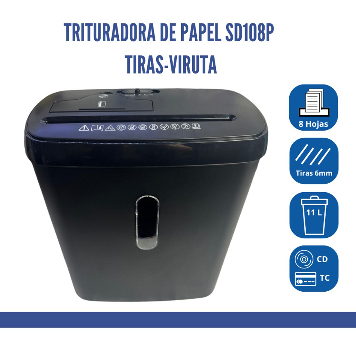 GENERICO - Trituradora de Papel A4 Eléctrico SD108P - Tiras- Viruta