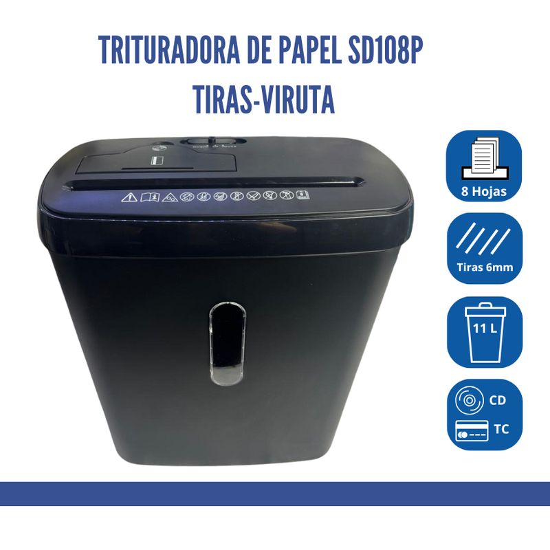 GENERICO - Trituradora de Papel A4 Eléctrico SD108P - Tiras- Viruta