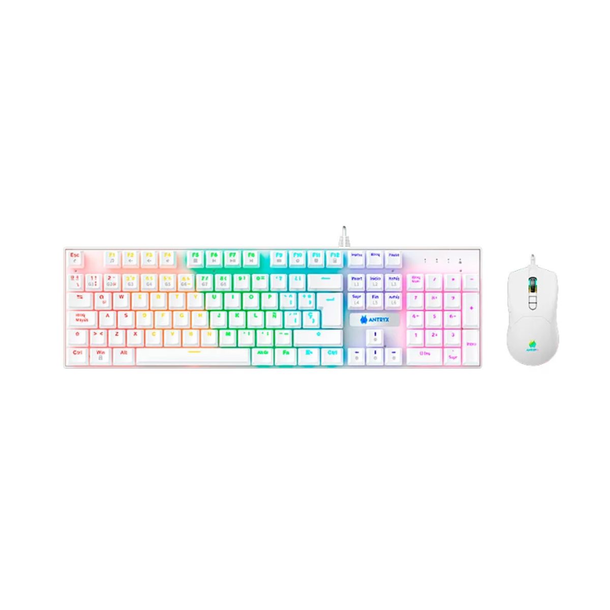 ANTRYX - Kit Gaming Antryx GC-3100 White Teclado Mecánico + Mouse Switch Red