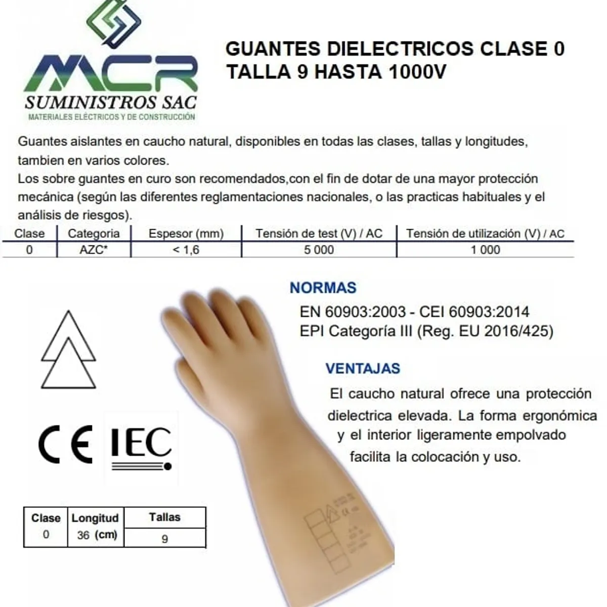 GENERICO - GUANTES DIELECTRICOS HASTA 1000V