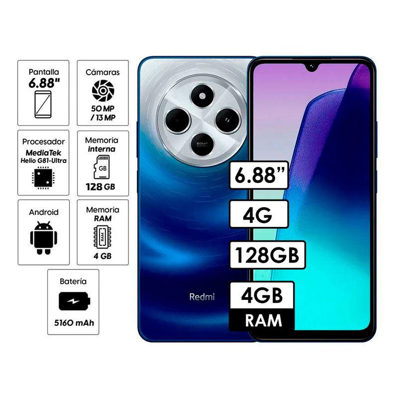 XIAOMI - CELULAR REDMI 14C 4 GB RAM 128GB AZUL ESTRELLADO