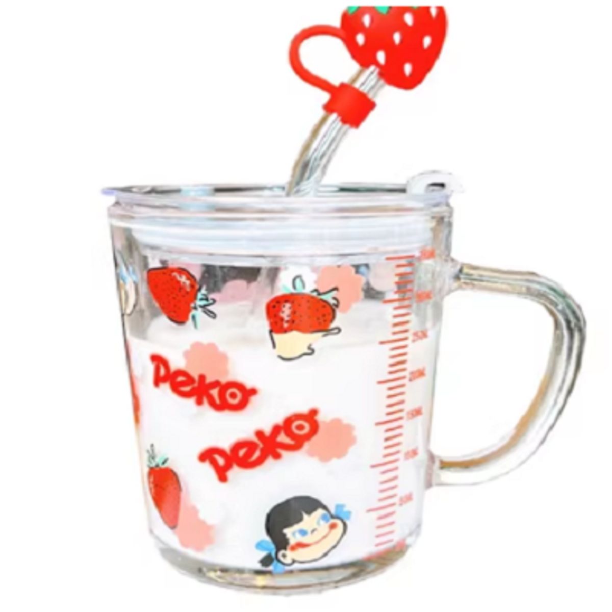 GENERICO - Taza de vidrio antiderrame con para niños de 400 ml