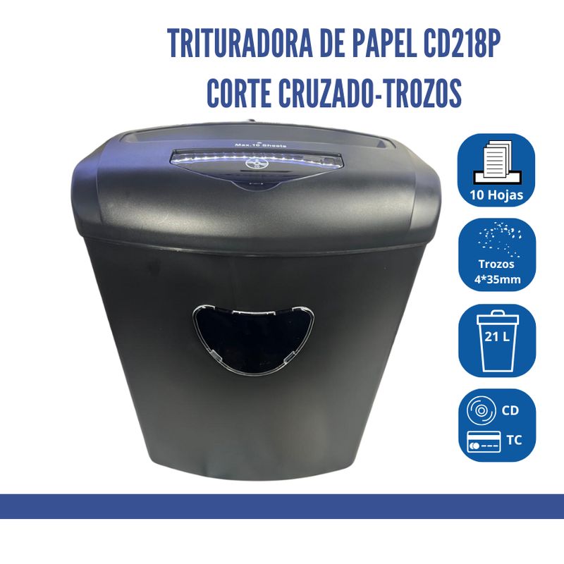 GENERICO - Trituradora de Papel Eléctrico A4 CD218P - 4x35mm