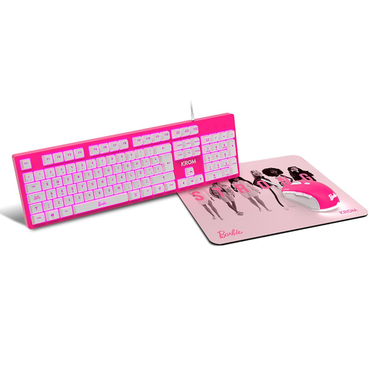 GENERICO - Combo Barbie Krom Kandy 3 En 1 Teclado + Mouse + Pad Mouse