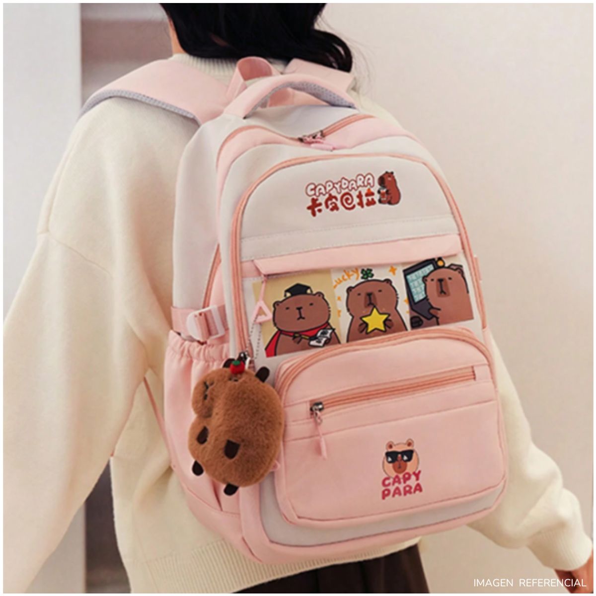 INSPIRA MARKET - Mochila Capibara Aesthetic Escolar Oficio