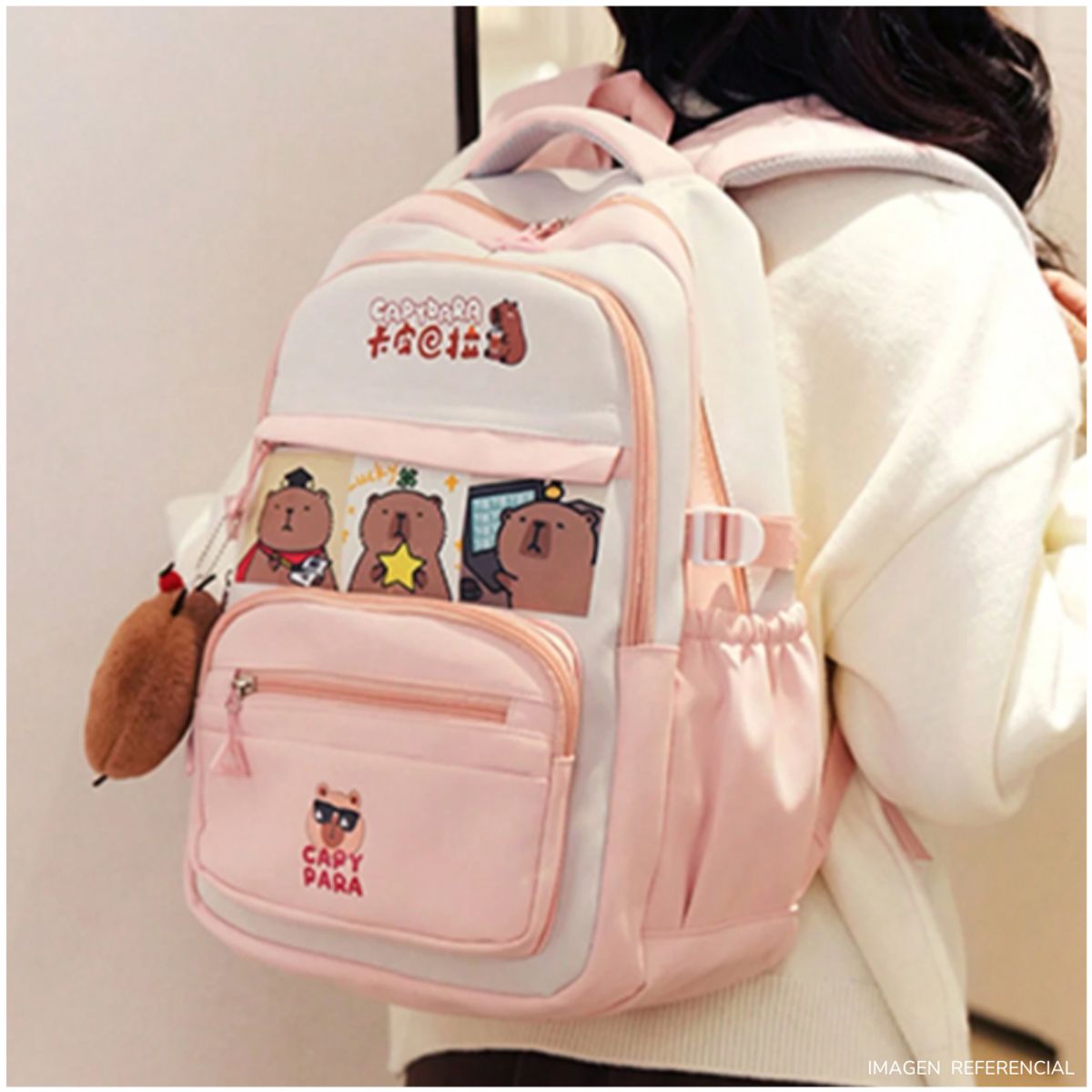 INSPIRA MARKET - Mochila Capibara Aesthetic Escolar Oficio