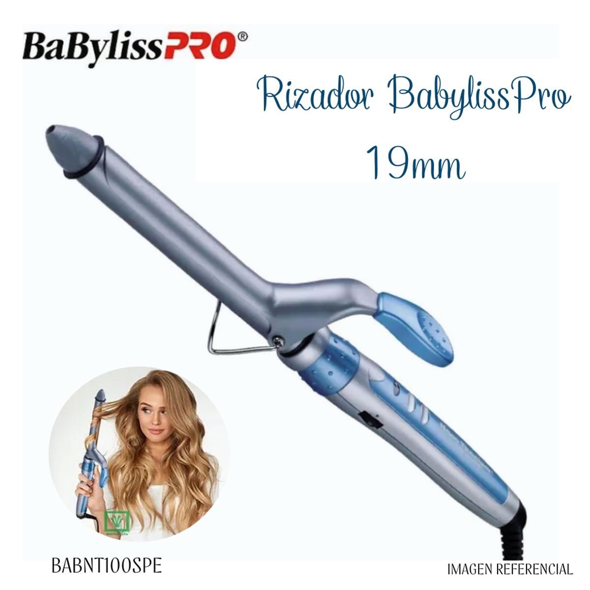BABYLISS PRO - Rizador de Cabello Babyliss Pro Nano Titanium 19 mm BABNT75SPE