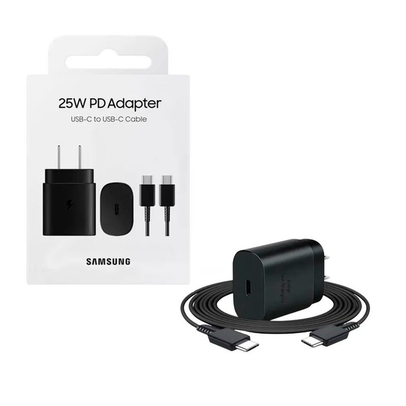 SAMSUNG - Cargador Samsung 25W Con Cable para S23 S23Plus - Negro