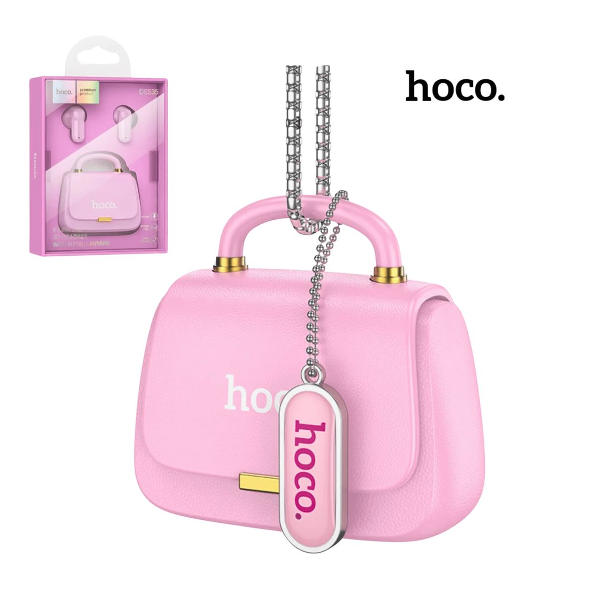 HOCO - Audífonos Inalámbricos con estuche Cartera - Rosado