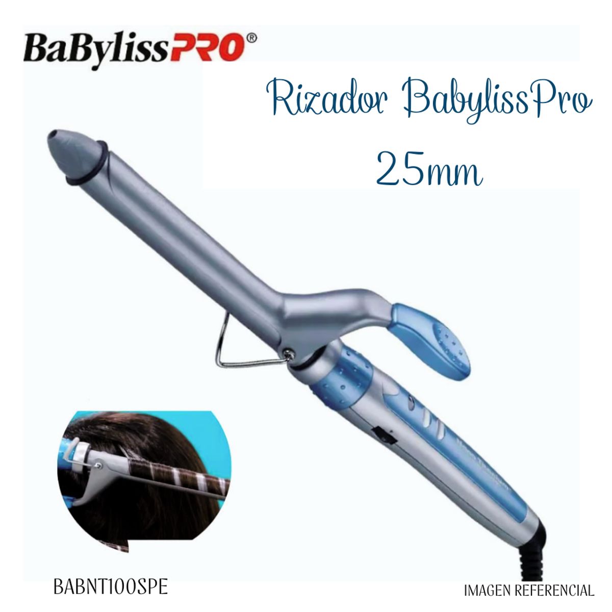 BABYLISS PRO - Rizador de Cabello Babyliss Pro Nano Titanium 25 mm BABNT100SPE
