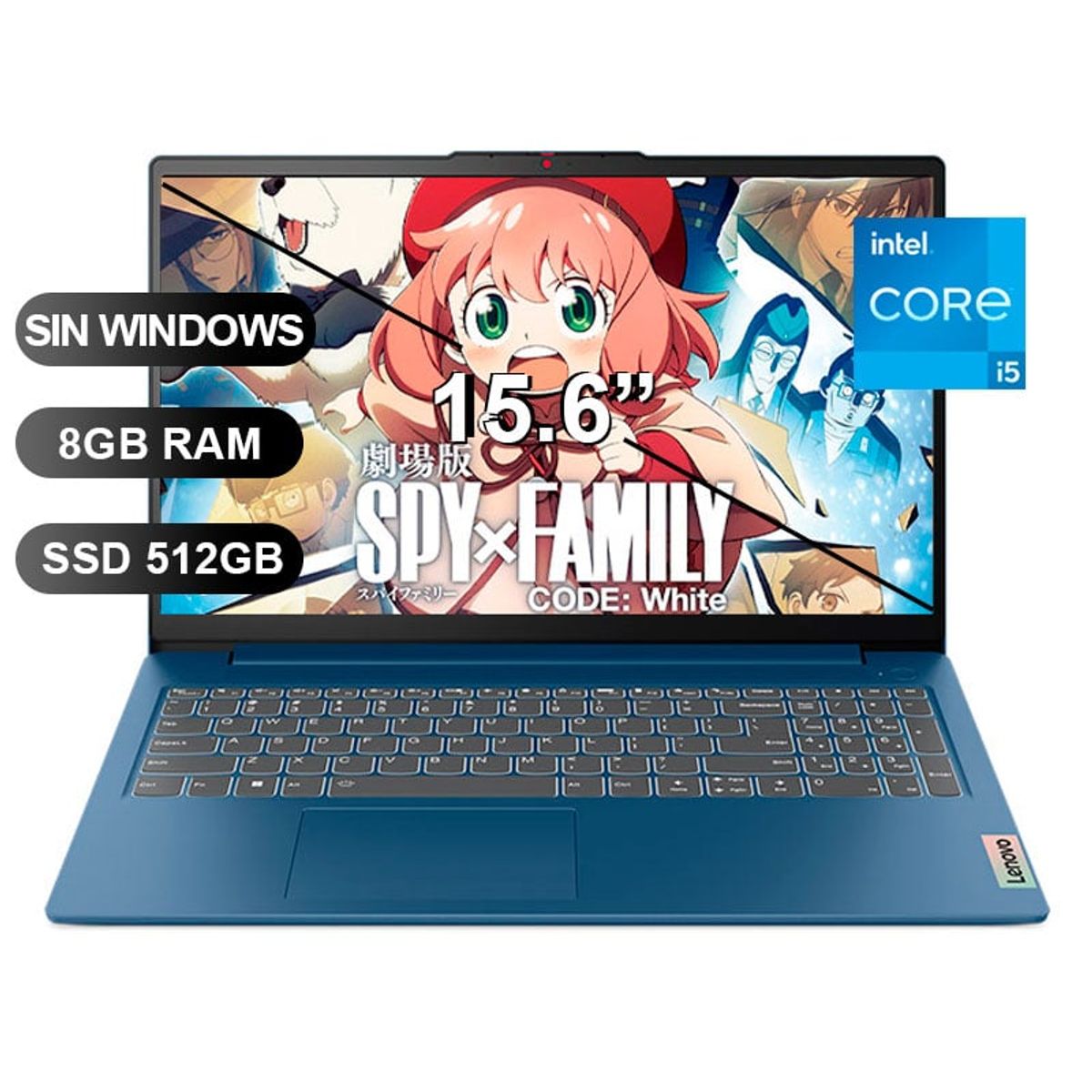 LENOVO - Laptop LENOVO SLIM3 15IAH8, I5-12450H, 8GB RAM, 512GB SSD, 15.6",  SIN WINDOWS (83ER001CLM)