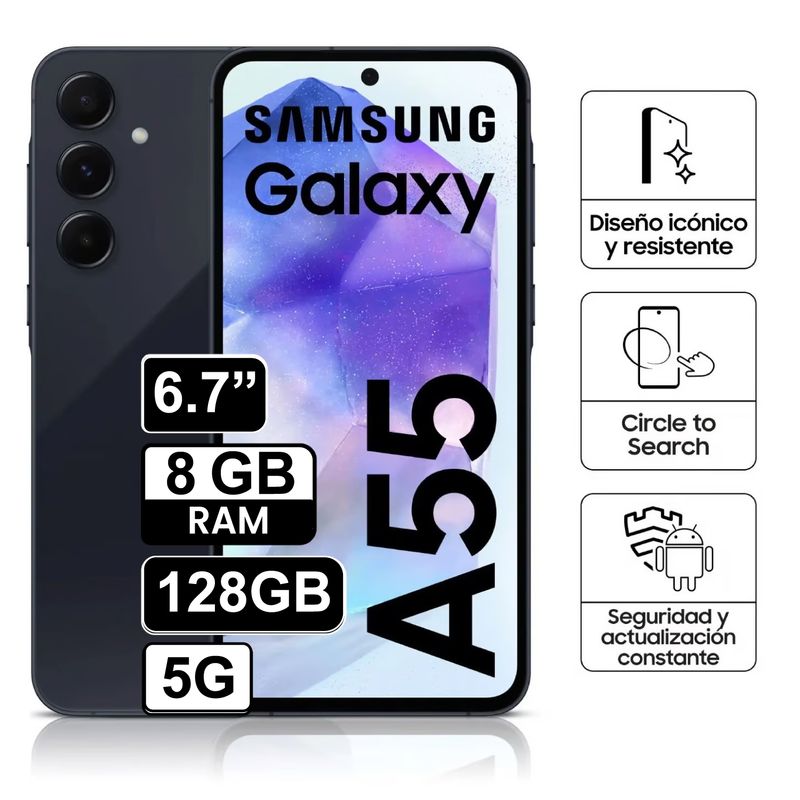SAMSUNG - Celular libre Samsung Galaxy A55 128GB 8GB RAM 6,7 Pulg Negro