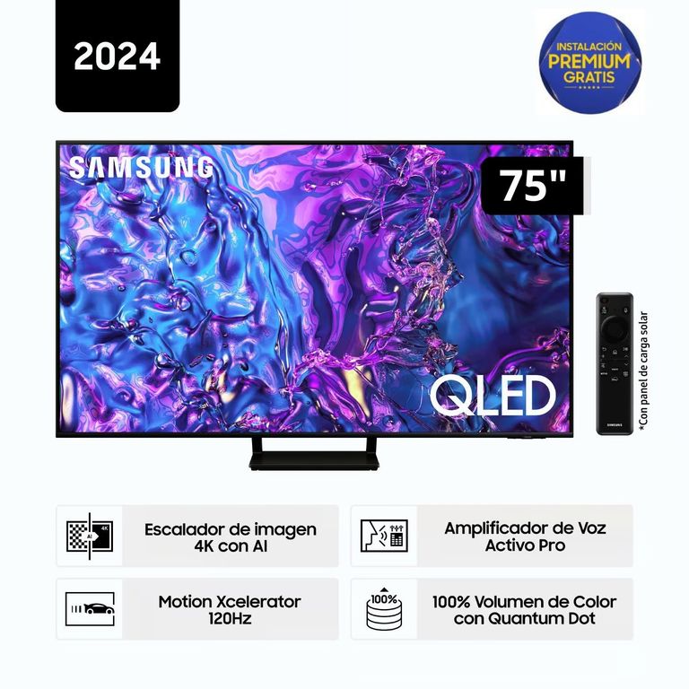 TELEVISOR SAMSUNG QLED 75" Tizen OS Smart Tv 4K 75Q70D - Nuevo 2024