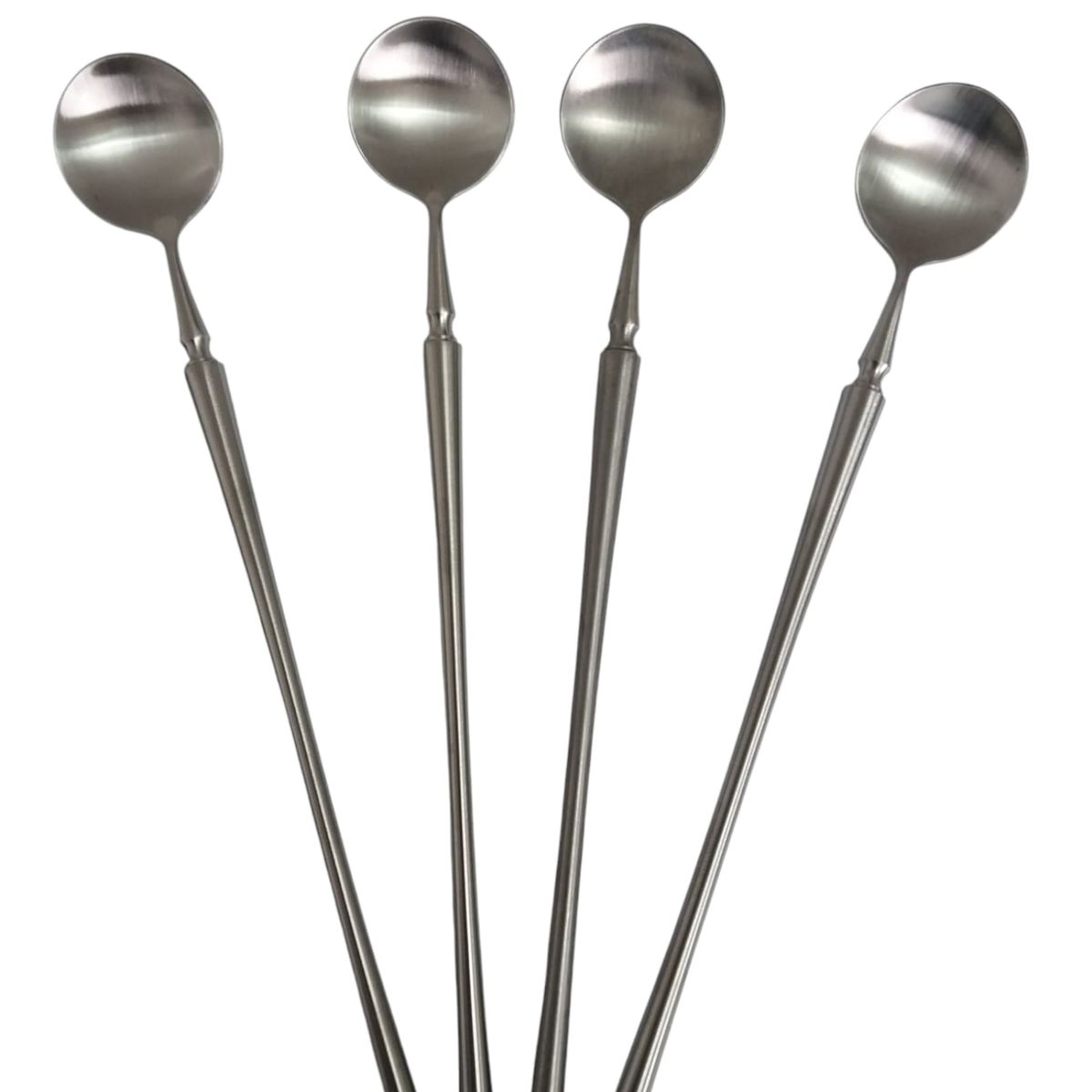 WELL BEING - Set 4 Cucharas Largas de Acero Inox – Durabilidad y Diseño Clásico