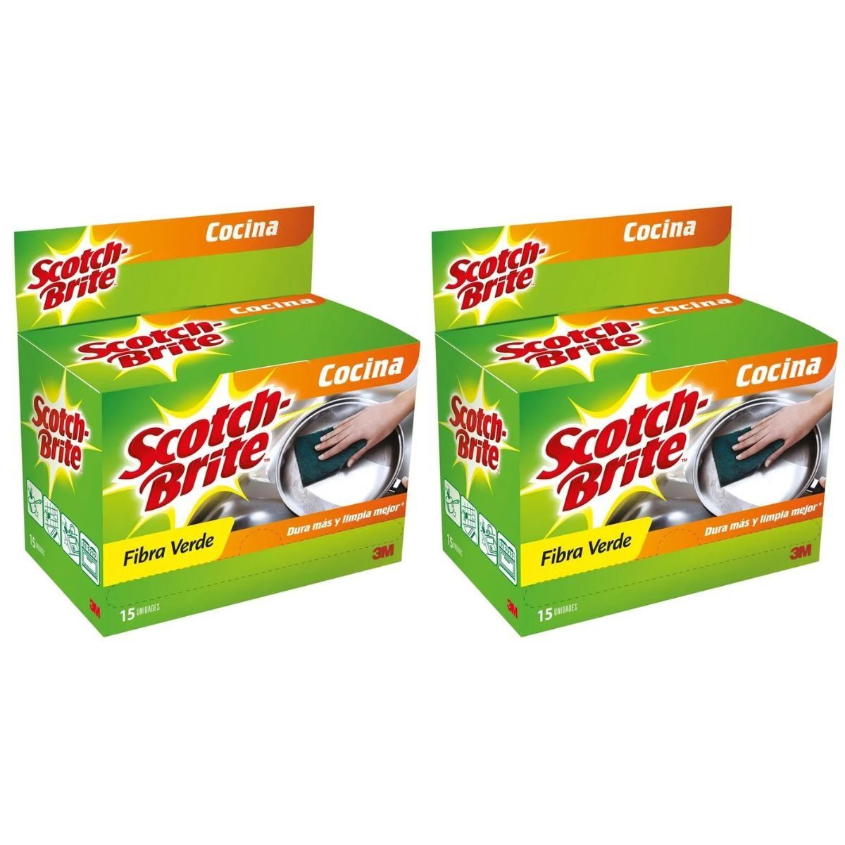 SCOTCH BRITE - Pack x2 Esponja Verde Scotch Brite Display X15