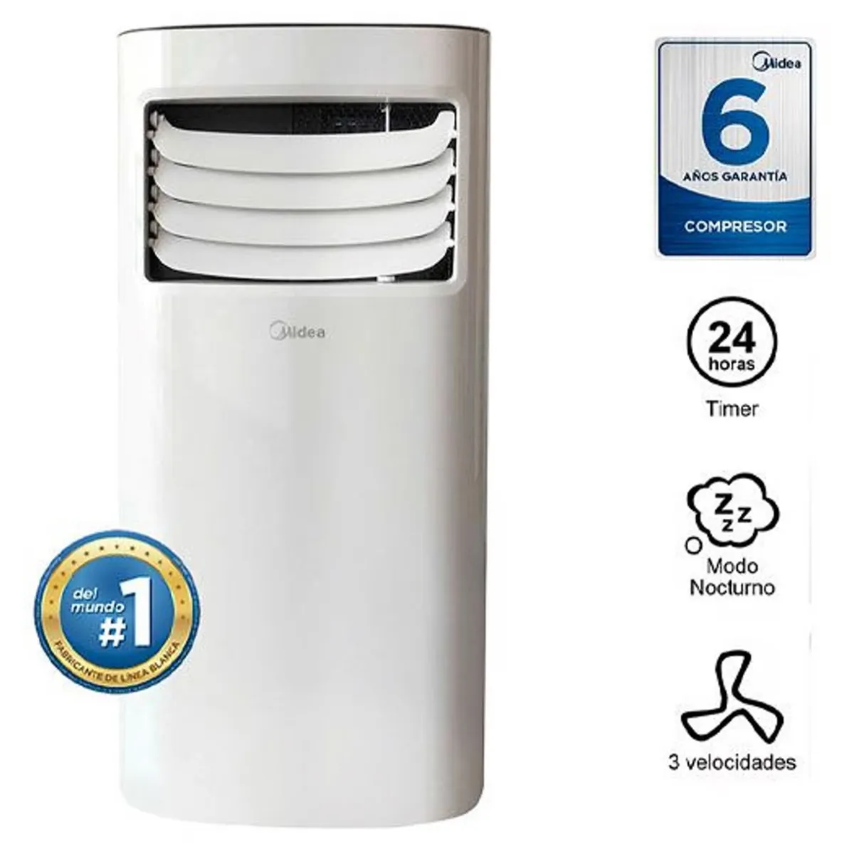 MIDEA - Aire Acondicionado Portátil 9000 BTU MIDEA MPPH-09CRN1-NB4 Blanco