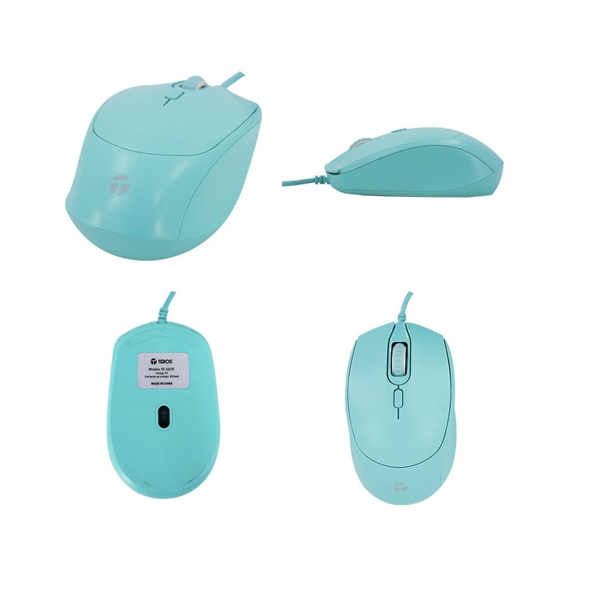 TEROS - Mouse TEROS TE-1227S 800-1200-1600 DPI USB 4 botones Verde