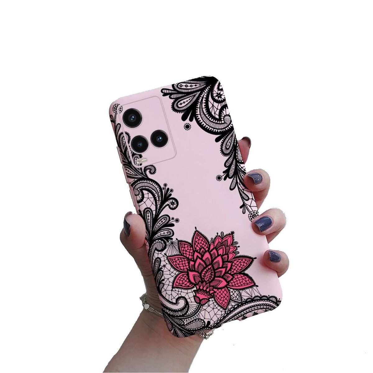 GENERICO - Funda Protector Case para VIVO Y21S - FLOR LOTO ROSA
