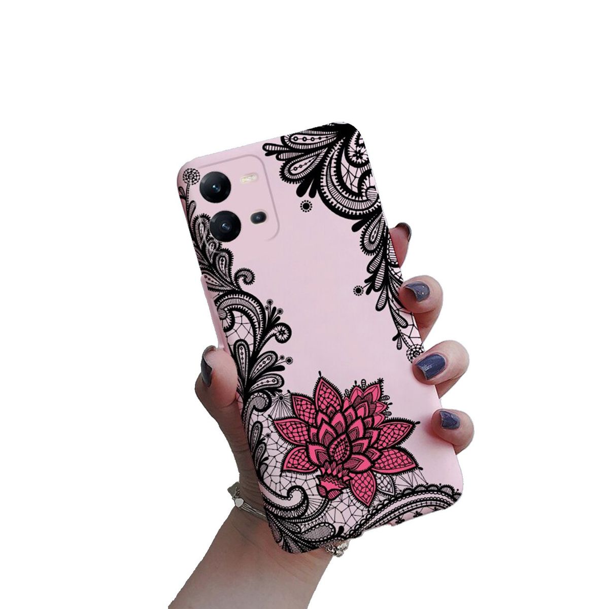 GENERICO - Funda Protector Case para VIVO V25 - FLOR LOTO ROSA