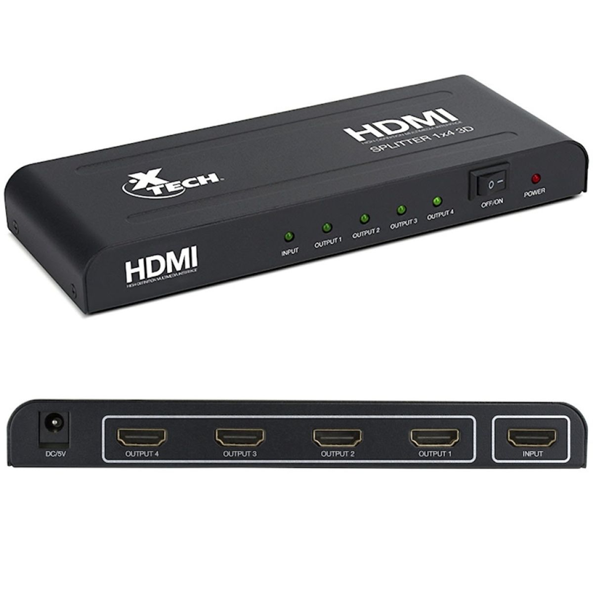 XTECH - ADAPTADOR XTECH HDMI SPLITTER 1 INPUT TO 4 OUTPUTS (XHA-410)