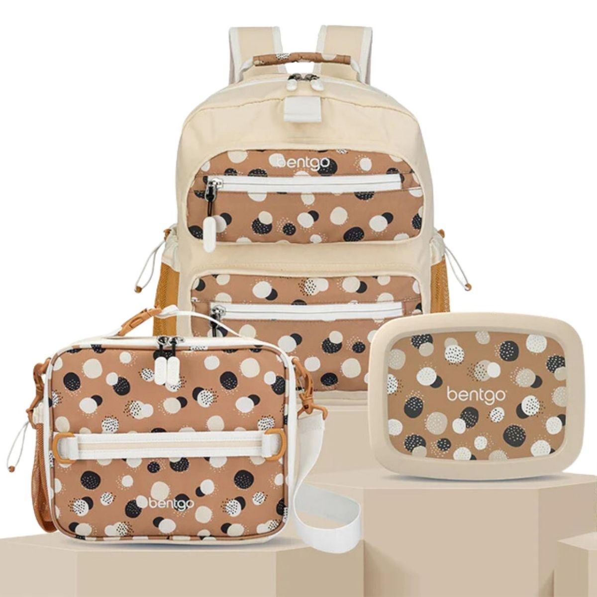 BENTGO - Set Bentgo Mochila Escolar, Lonchera y Porta Lonchera Whimsy & Wonder - Dots