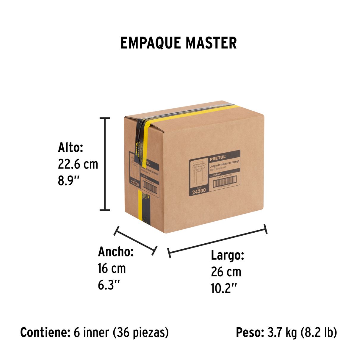 PRETUL - Juego de 4 cuñas con mango de plástico, Pretul