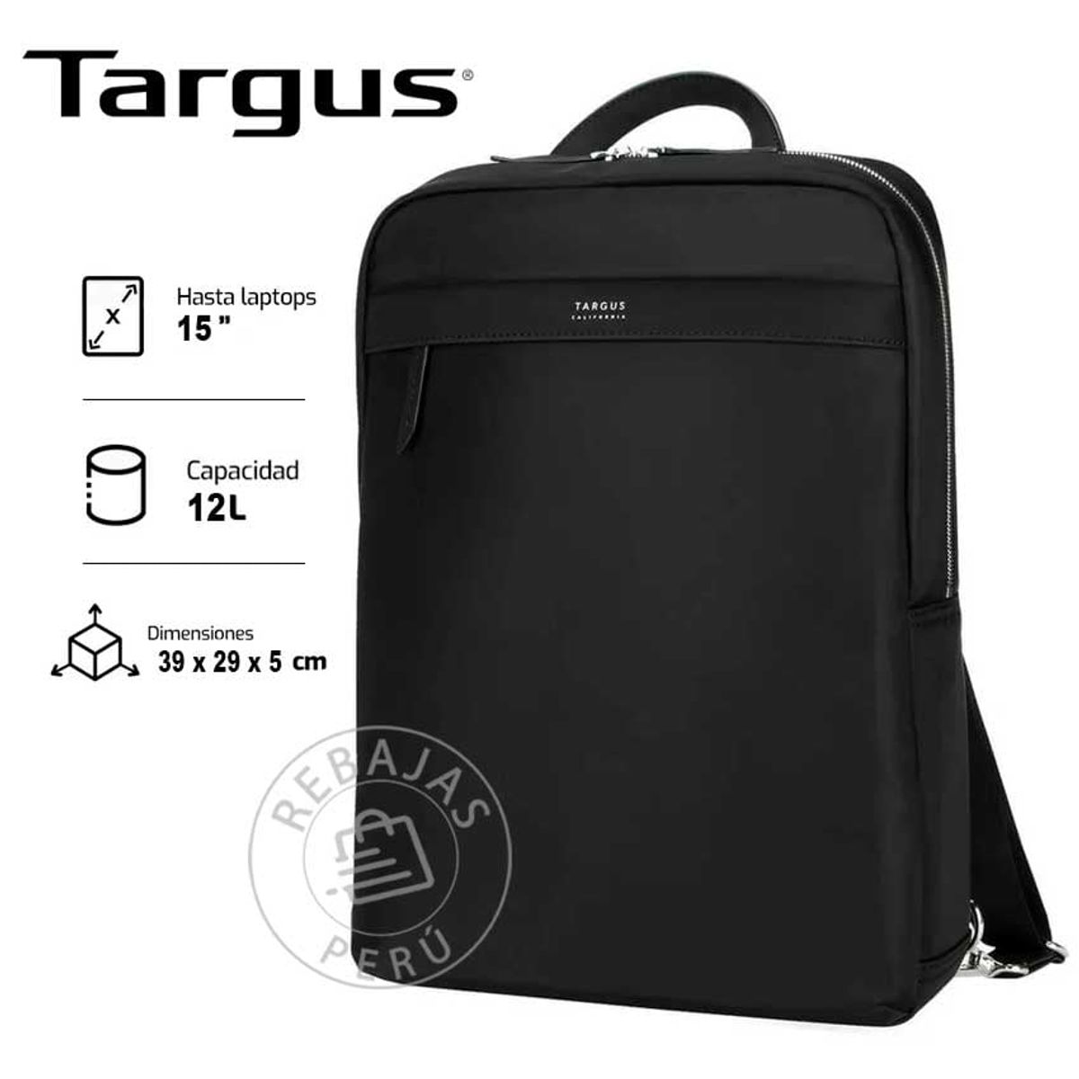 TARGUS - Mochila Targus Newport 15 Ultra Slim Black Compacta y Elegante