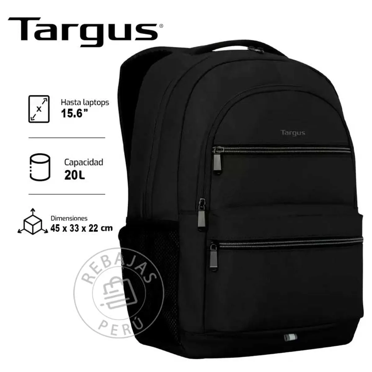 TARGUS - Mochila Targus Octave II 156 Black - Resistente y Funcional