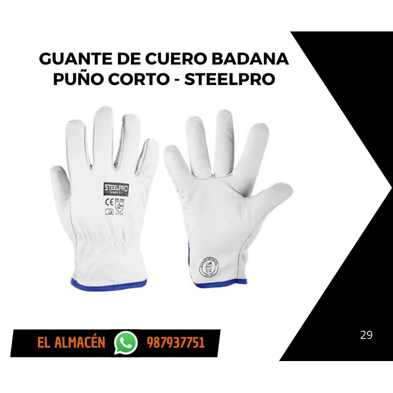 STEELPRO - GUANTE DE CUERO BADANA PUÑO CORTO - PACK X 10 PARES