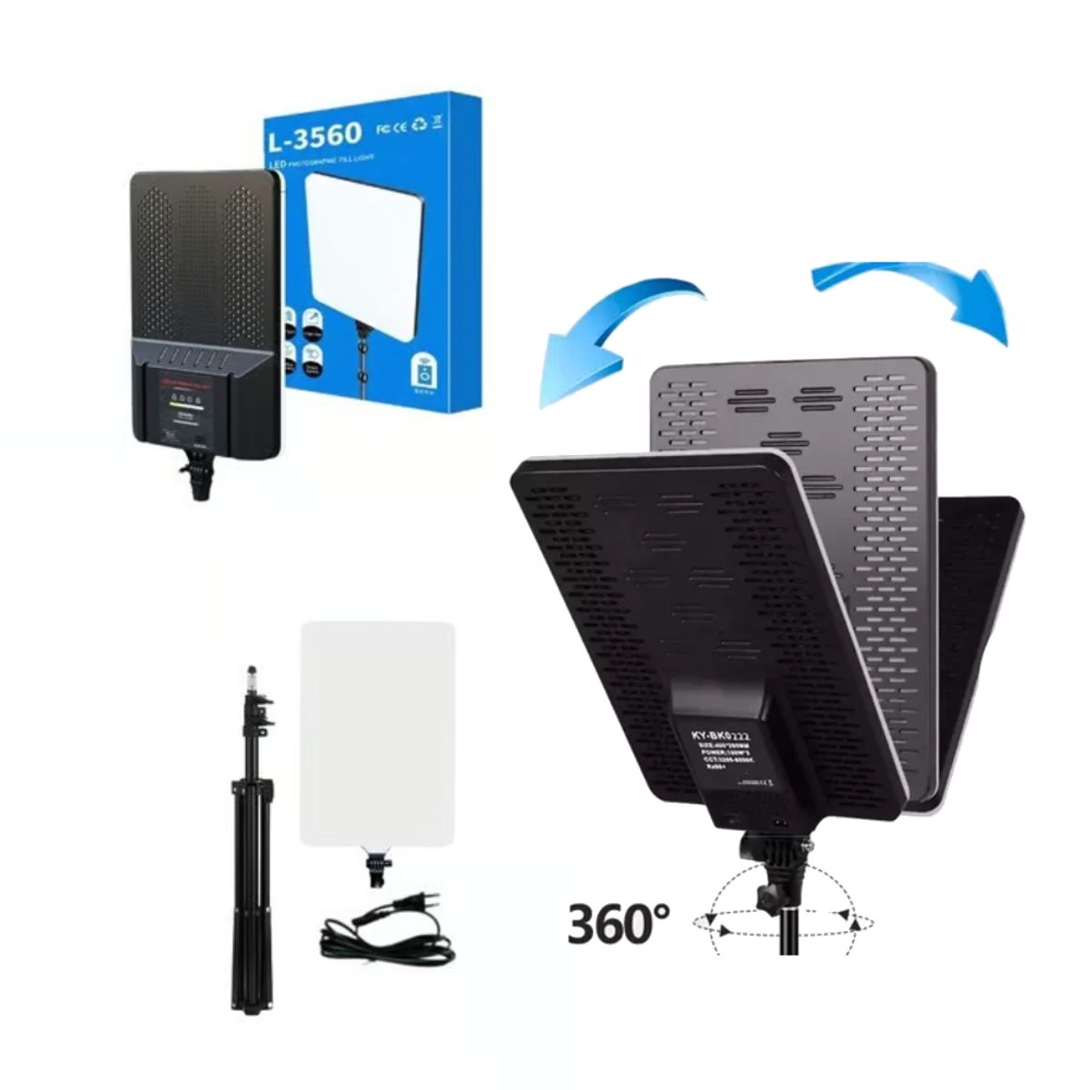 GENERICO - Panel de Luz Led para Fotografía y Video con Tripode L-3560