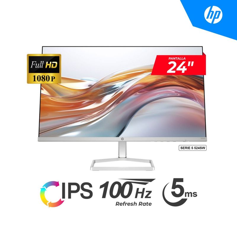HP - MONITOR HP SERIE 5 524SW 24" IPS FHD 1920 x 1080 HDMI 5MS 100HZ BLANCO